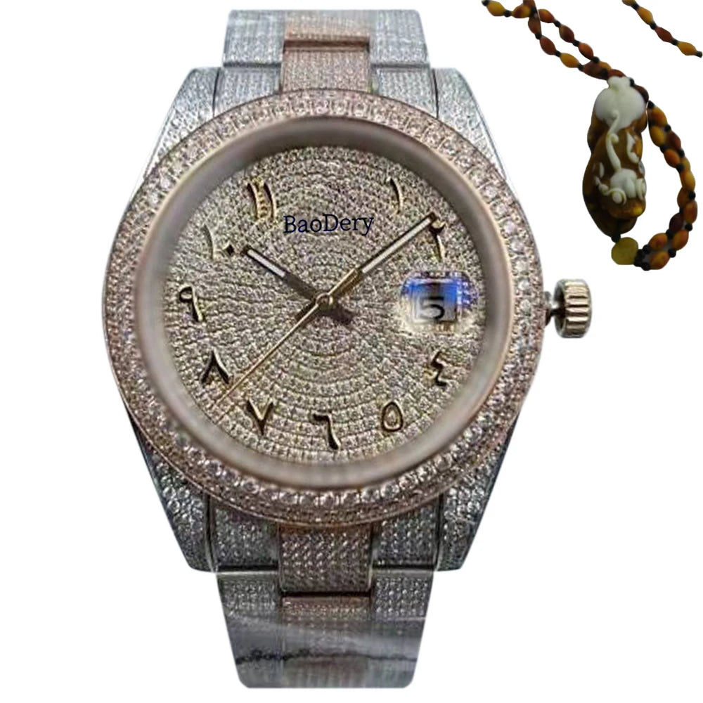 Customized Logo41mm fashionable men's watch, Arabic numerals, diamond watch, mechanical movement, the best gift for men