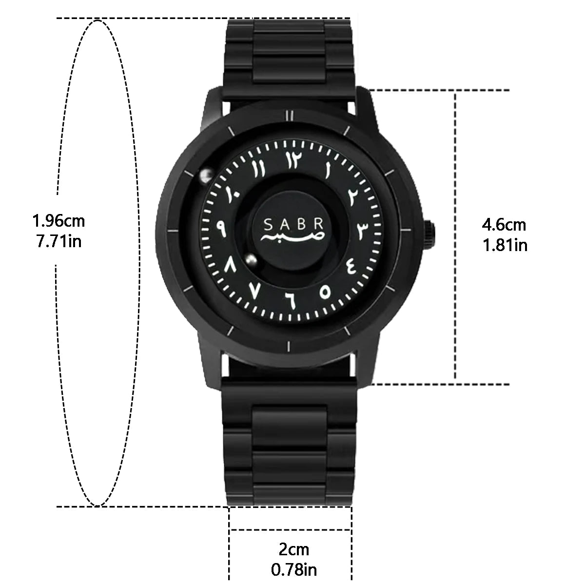 Sabr Arabic Numerals Men's Quartz Watch Fashion Luxury Stainless Steel Creative Sliding Hands Magnetic Watch