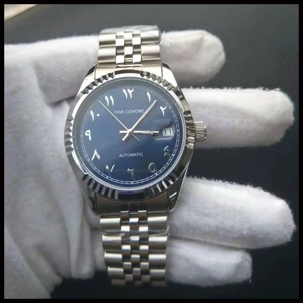 Branded Arabic Watches Stainless Steel Wristwatch Arabian Muslim Clocks Waterproof Automatic Movement Mechanical Machine