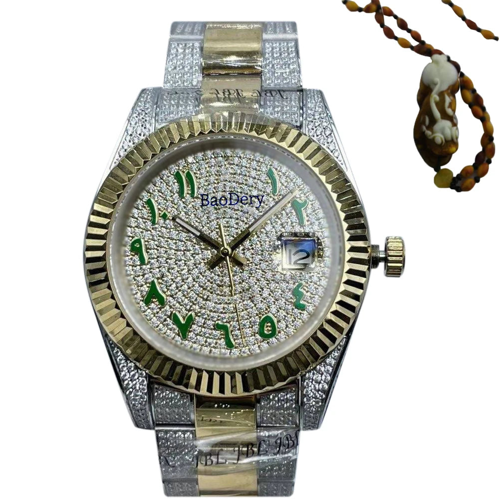 Customized Logo41mm fashionable men's watch, Arabic numerals, diamond watch, mechanical movement, the best gift for men