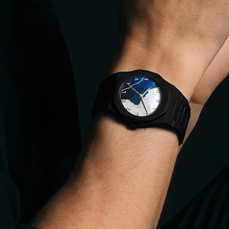 Popular Arabic Numerals Watch Hot Selling Fashion Black Wrist Quartz Watch for Men Matte Oil Sensitive Plastic Band Men's Clock