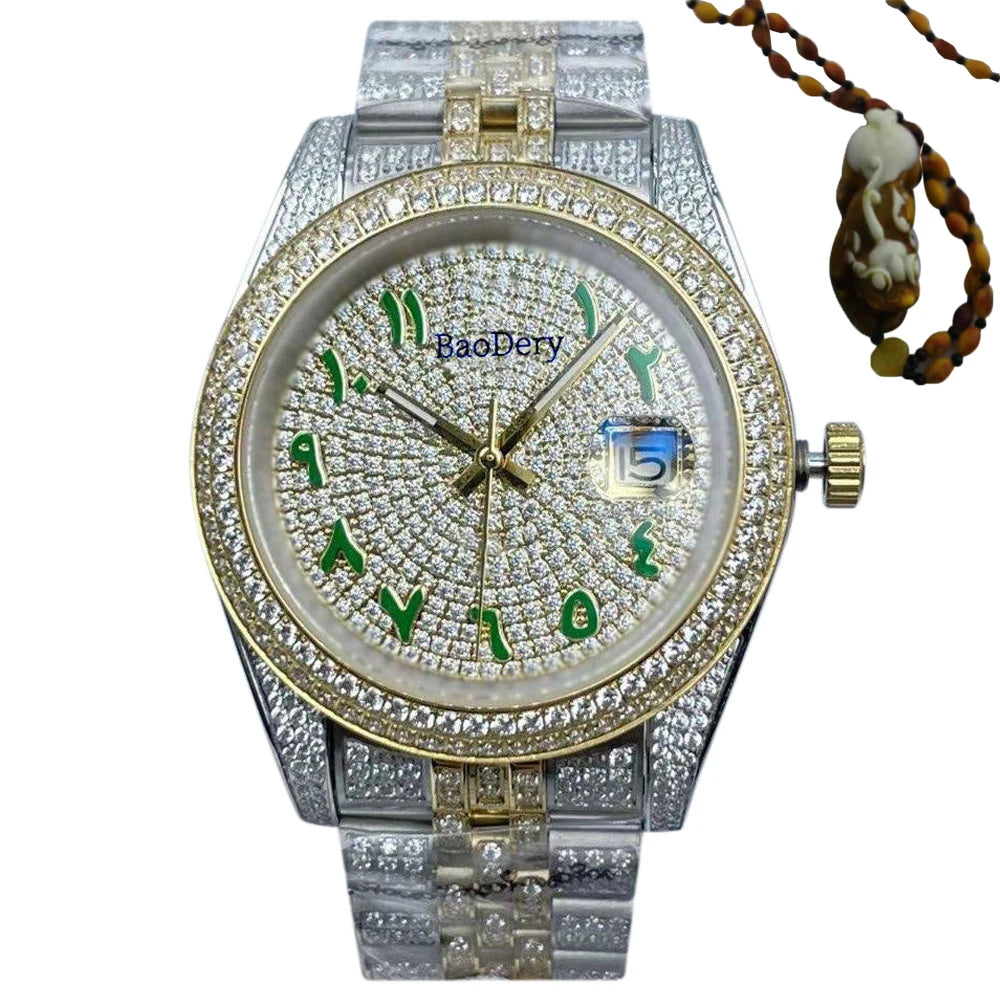 Customized Logo41mm fashionable men's watch, Arabic numerals, diamond watch, mechanical movement, the best gift for men