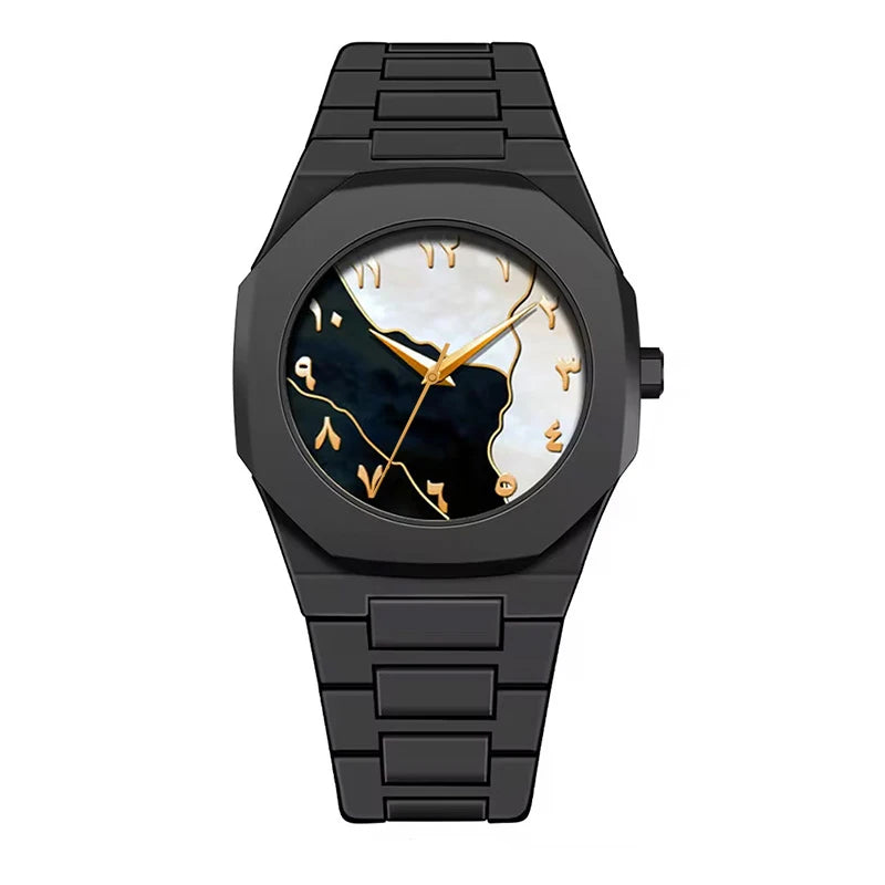 Popular Arabic Numerals Watch Hot Selling Fashion Black Wrist Quartz Watch for Men Matte Oil Sensitive Plastic Band Men's Clock