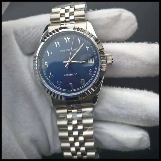 Branded Arabic Watches Stainless Steel Wristwatch Arabian Muslim Clocks Waterproof Automatic Movement Mechanical Machine