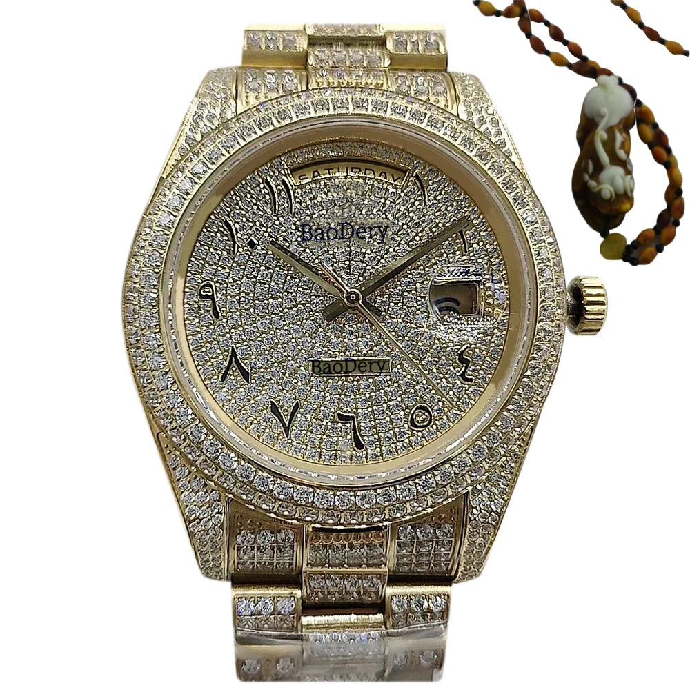 Customized Logo41mm fashionable men's watch, Arabic numerals, diamond watch, mechanical movement, the best gift for men