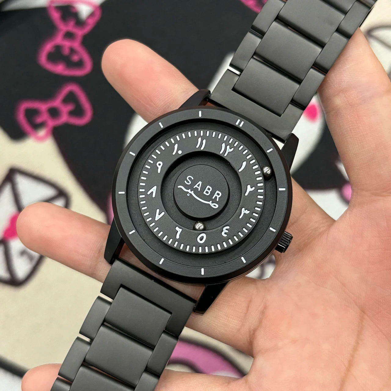 Sabr Arabic Numerals Men's Quartz Watch Fashion Luxury Stainless Steel Creative Sliding Hands Magnetic Watch