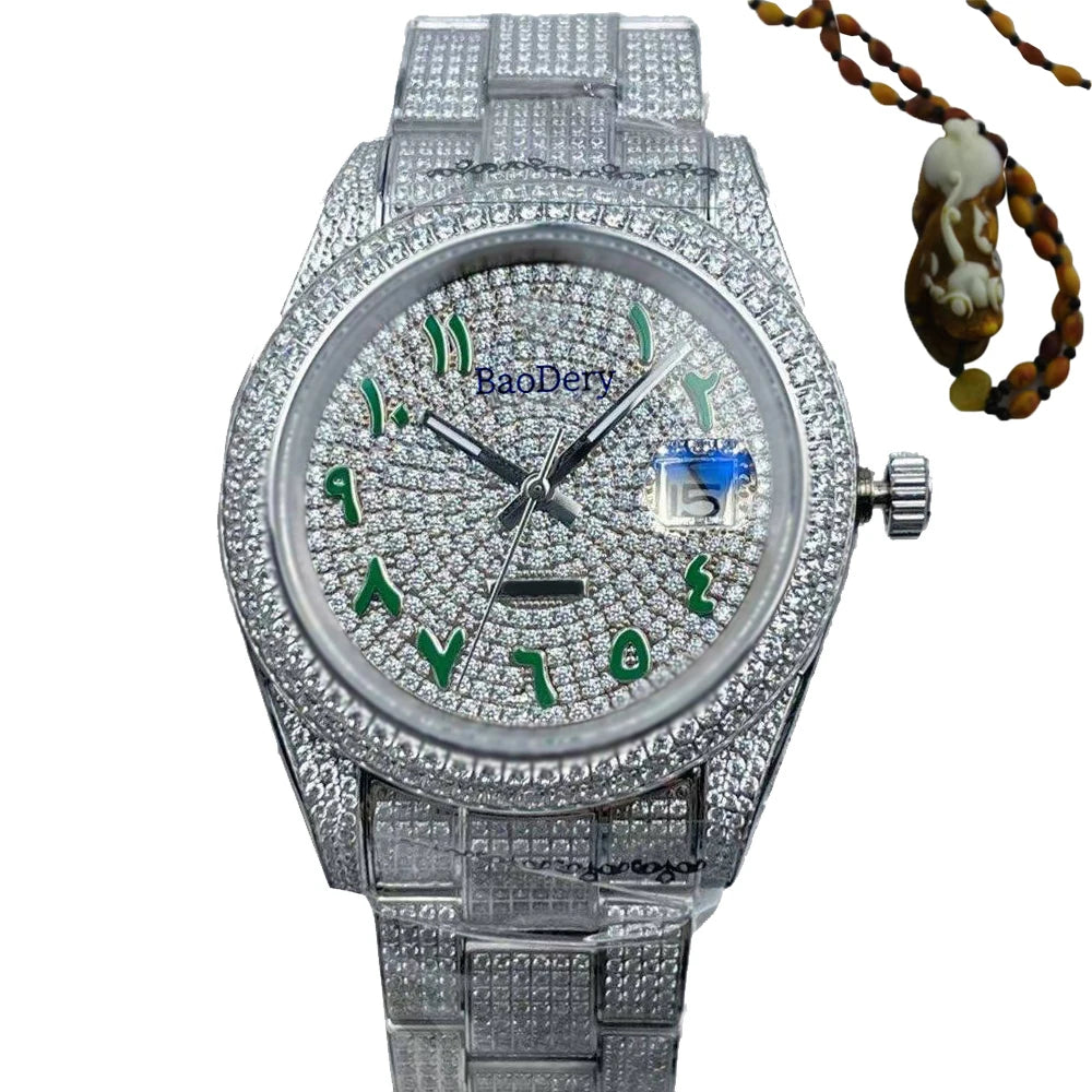 Customized Logo41mm fashionable men's watch, Arabic numerals, diamond watch, mechanical movement, the best gift for men