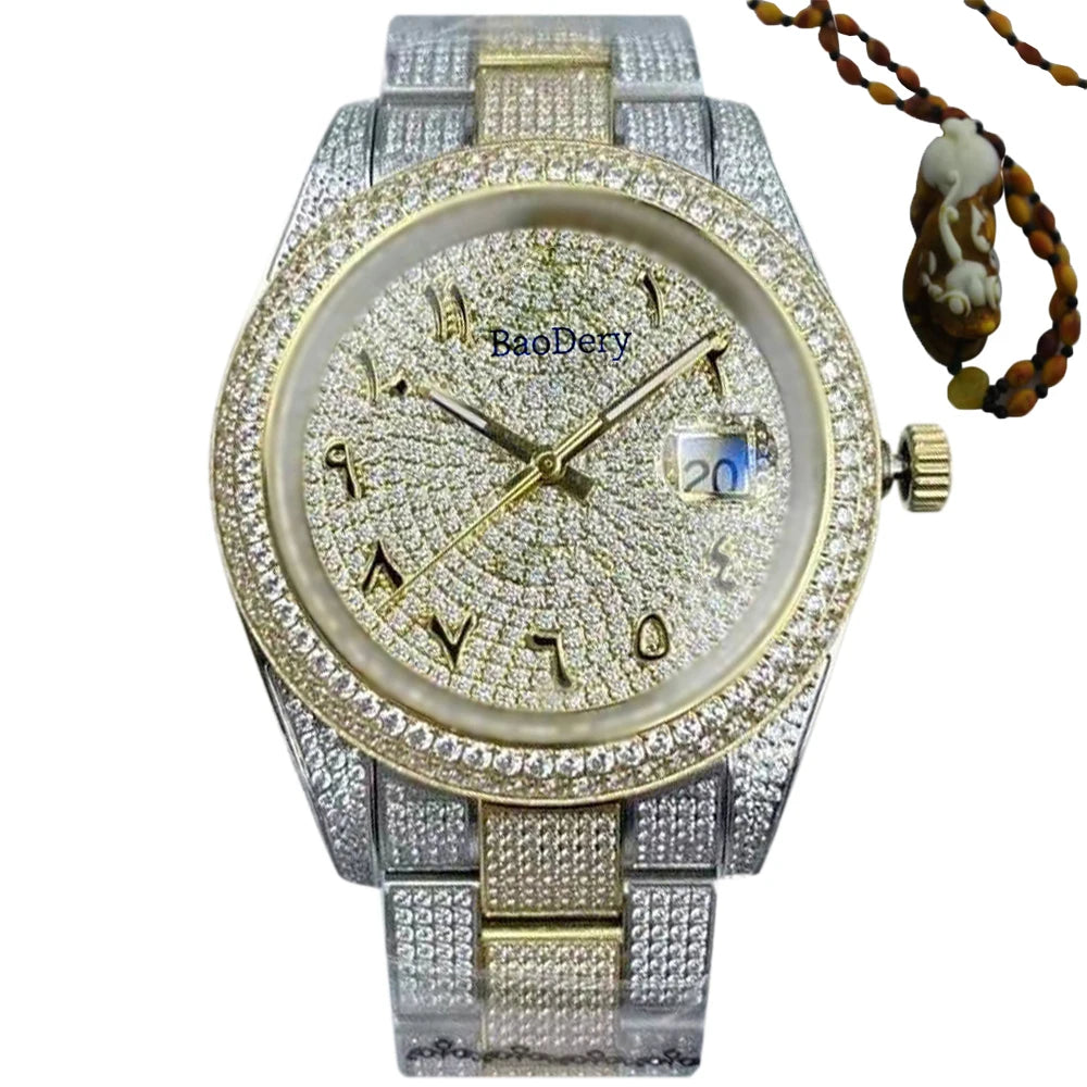 Customized Logo41mm fashionable men's watch, Arabic numerals, diamond watch, mechanical movement, the best gift for men