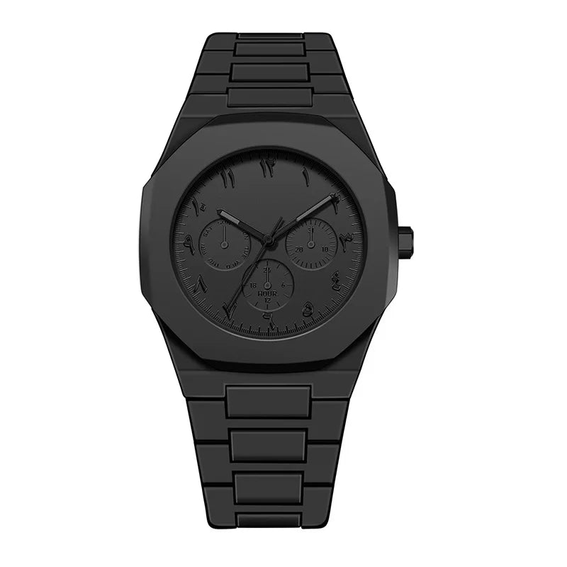 Popular Arabic Numerals Watch Hot Selling Fashion Black Wrist Quartz Watch for Men Matte Oil Sensitive Plastic Band Men's Clock