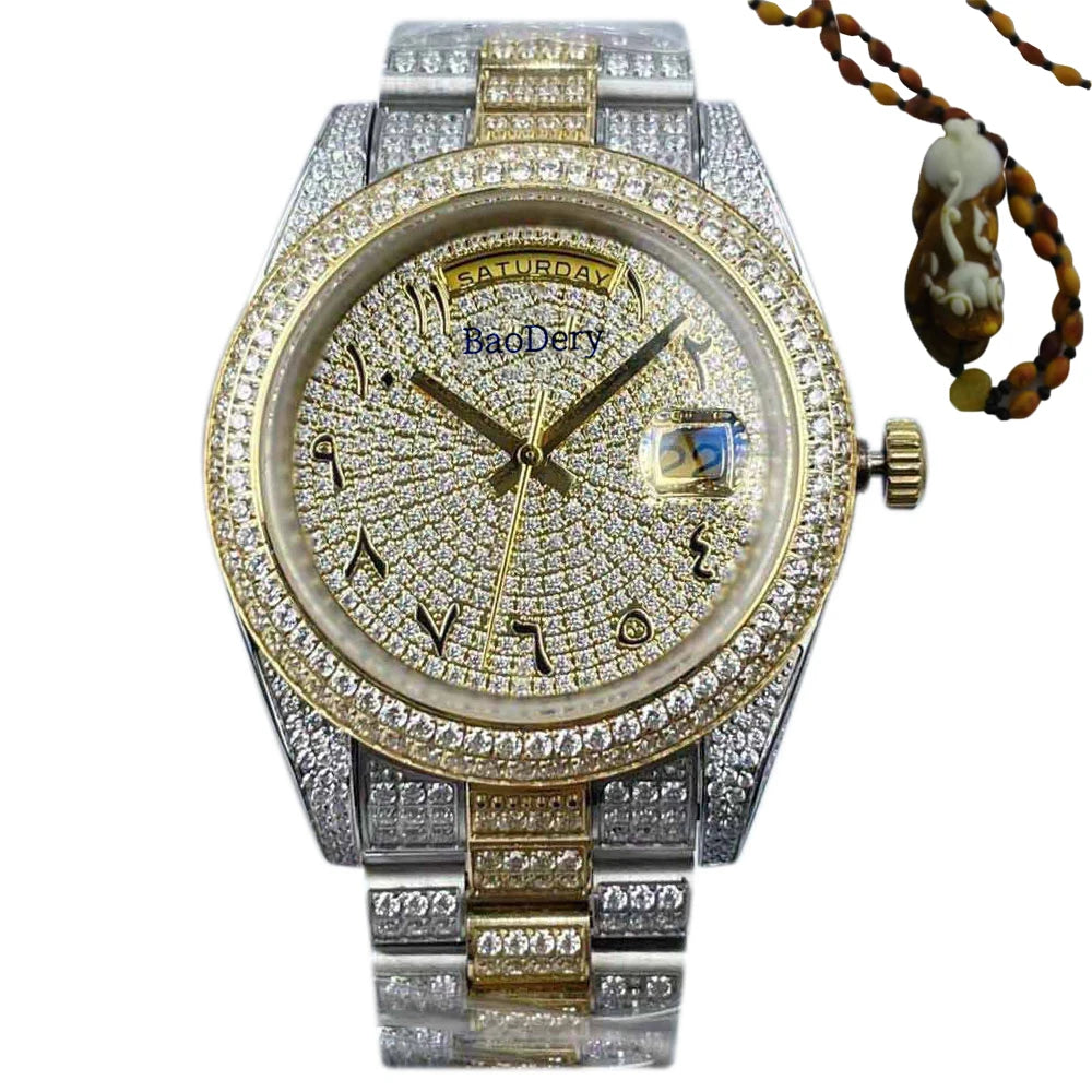 Customized Logo41mm fashionable men's watch, Arabic numerals, diamond watch, mechanical movement, the best gift for men