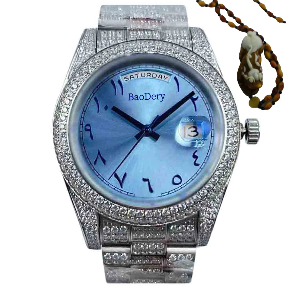 Customized Logo41mm fashionable men's watch, Arabic numerals, diamond watch, mechanical movement, the best gift for men