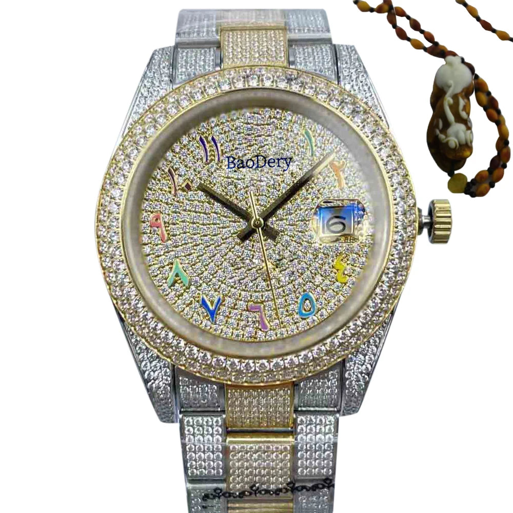 Customized Logo41mm fashionable men's watch, Arabic numerals, diamond watch, mechanical movement, the best gift for men