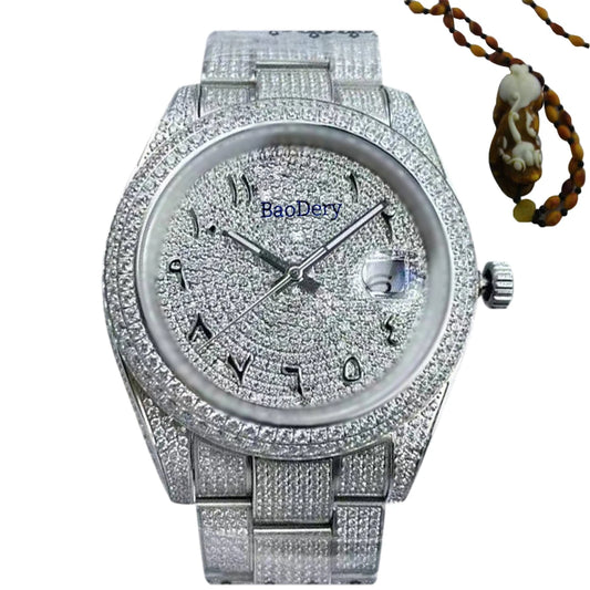 Customized Logo41mm fashionable men's watch, Arabic numerals, diamond watch, mechanical movement, the best gift for men