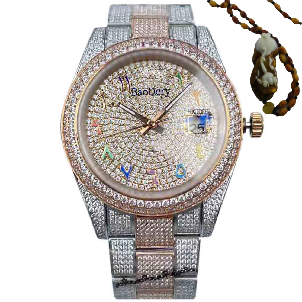 Customized Logo41mm fashionable men's watch, Arabic numerals, diamond watch, mechanical movement, the best gift for men