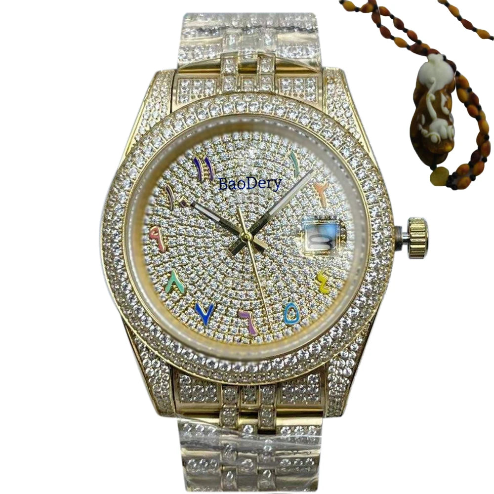 Customized Logo41mm fashionable men's watch, Arabic numerals, diamond watch, mechanical movement, the best gift for men