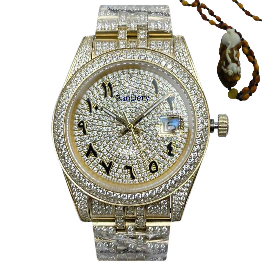 Customized Logo41mm fashionable men's watch, Arabic numerals, diamond watch, mechanical movement, the best gift for men