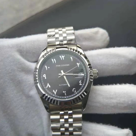 Branded Arabic Watches Stainless Steel Wristwatch Arabian Muslim Clocks Waterproof Automatic Movement Mechanical Machine